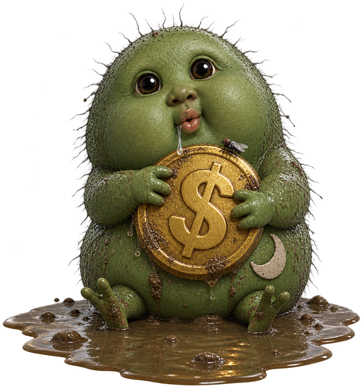 GLOOB hugging a muddy coin